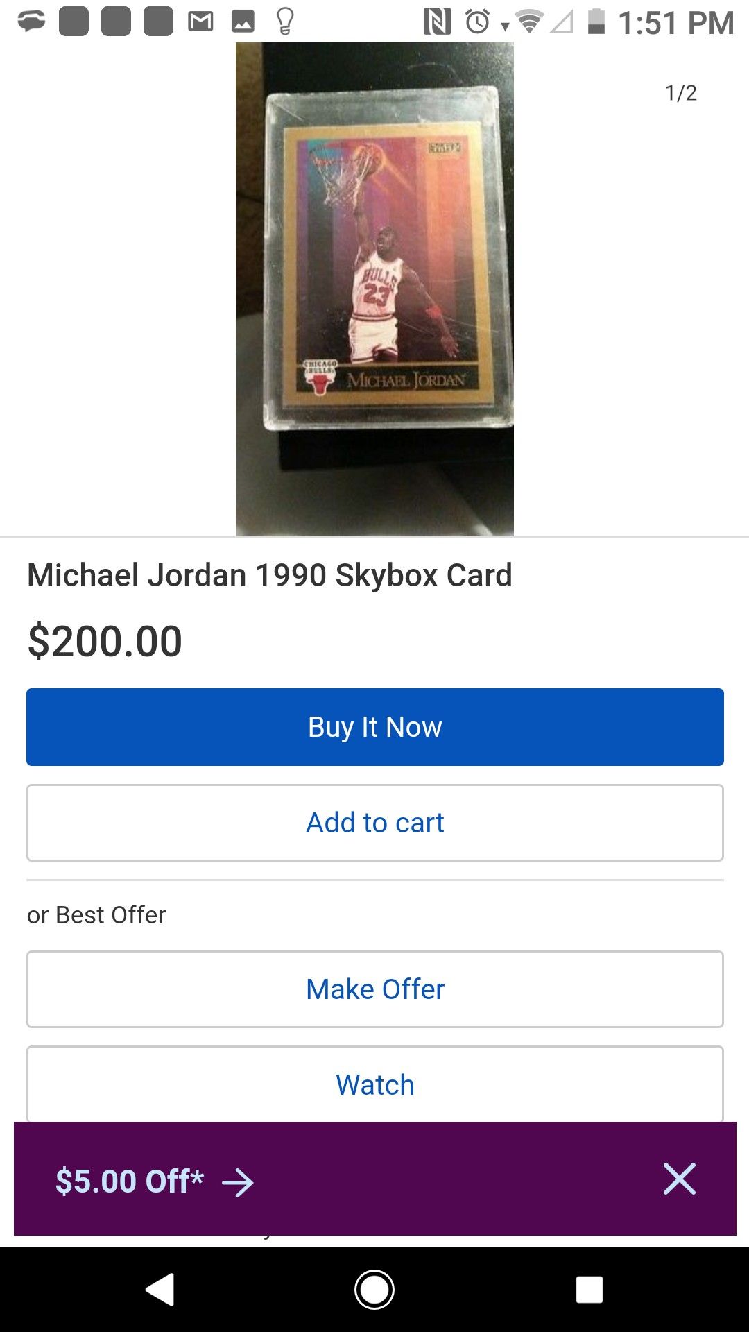1990 Skybox Michael Jordan card in mint condition and hard plastic