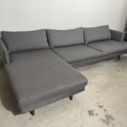 *DELIVERY* Article Burrard Graphite Gray Left Facing Chaise Sectional Sofa 