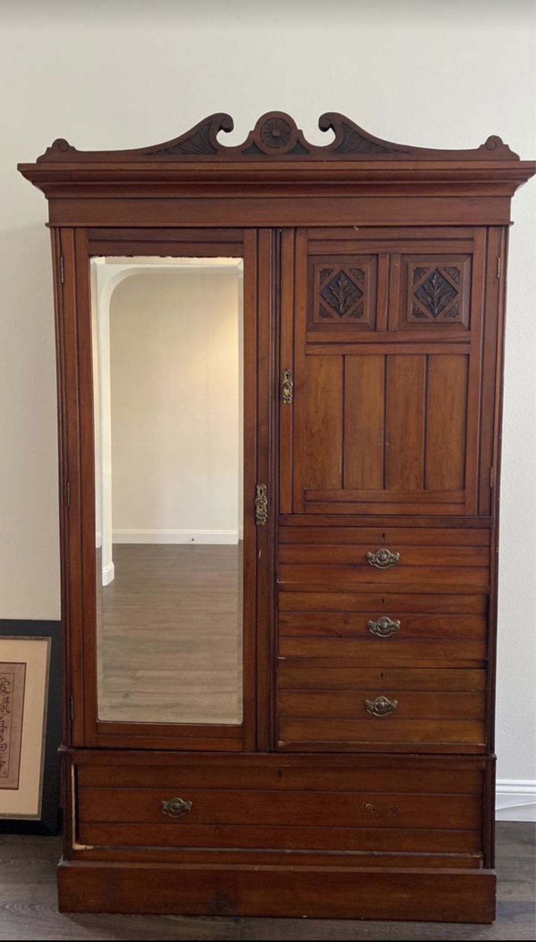 Antique solid wood armoire