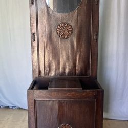 Vintage Coat Rack With Mirror 