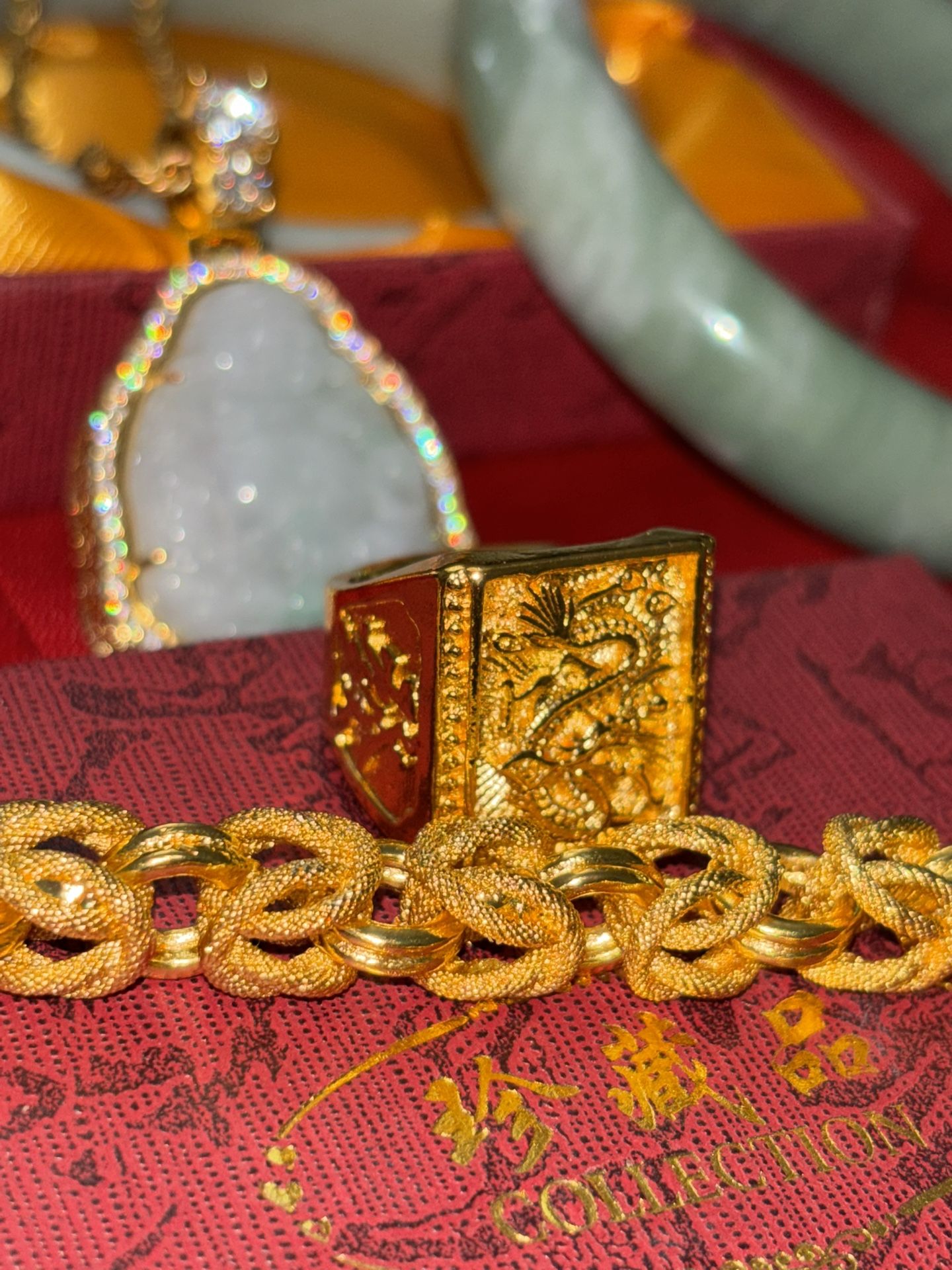 24karat Gold Dragon Ring And Chain