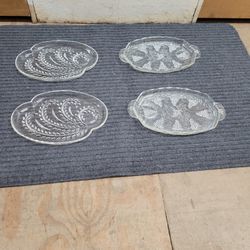 Set of 4 Glass Party Plates/Trays