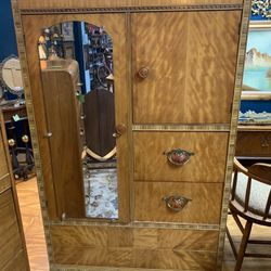 Antique Art Deco Waterfall Armoire 
