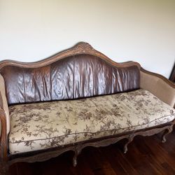 Sofa Leather And Wood 