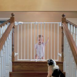Babelio 26-43" No Bottom Bar Baby Gate for Babies, Elders and Pets, 2-in-1 Hardware Mount Dog Gate for The House, Stairs and Doorways, Safety Pet Gate