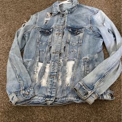 Forever 21 Ripped Jean Jacket 