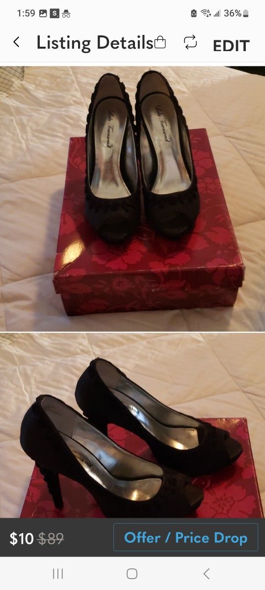 Lulu Townsend black peep toe pump. Size 8 1/2
