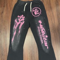Black and Pink Hellstar Sweatpants