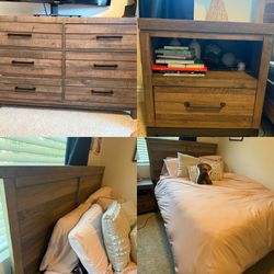 Bedroom furniture set, bed frame, dresser, night stand, box bed