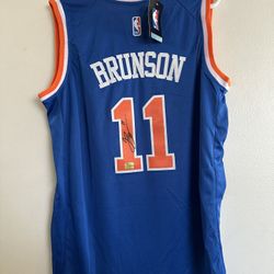 Jalen Brunson signed New York Knicks autographed blue Nike jersey w/COA - XL/52 778A