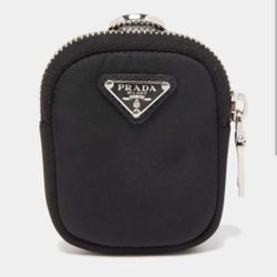 PRADA BLACK NYLON AND LEATHER MINI POUCH