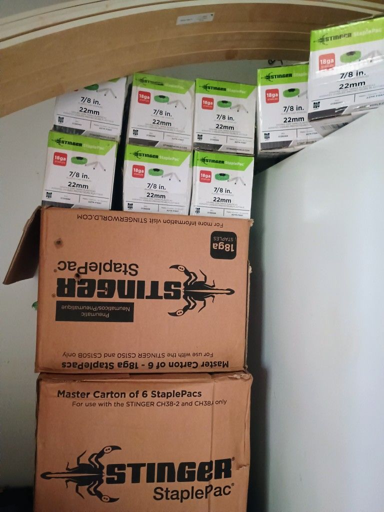 x20 boxes of stinger brand cap staples. $35/box or can be purchased all together.