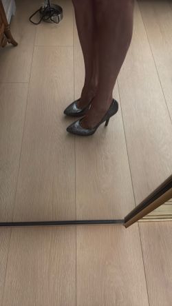 Vintage Nine West Silver Glitter Pointed-Toe Stiletto Heels