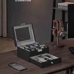 New black and grey watch box watch display