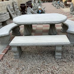 New Table With 4 Benches Made Out Of Cement Perfect Gift 🎁 