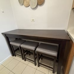 Counter Height Dining Table with 3 Stools with 2 USB Ports & A/C Power Outlets
