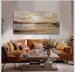 NBAODAN Abstract Wall Art for Living Room Gold and Orange Wall Decor for Living Room Large Neutral Art Pictures Modern Artwork 29x58 Inch Bedroom Dini