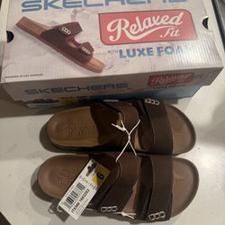 Skechers Women Luxe Two Strap Sandal Comfort Footbed