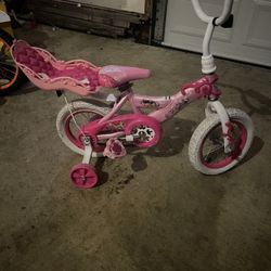 14” Princess bike With Doll Carrier & Training Wheels Eee