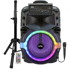 QFX15” Bluetooth Speakers With wired microphone, stand, wireless remote Control  🎶🎙️🎶🎶
