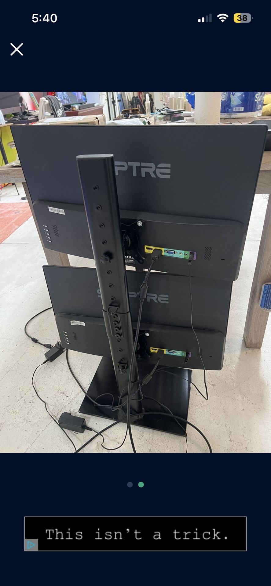 2 Computer Monitors With Rack, Tv Screens