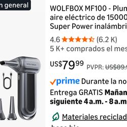 Plumero de aire eléctrico de 150000 RPM Super Power inalámbrico, motor sin escobillas recargable, soplador duradero, soplador de polvo ajustable de 3 