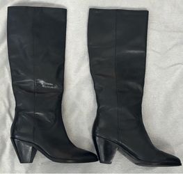 Frye Lila slouch tall black leather knee high boots - size 7M