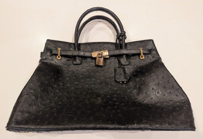 πππ«π¦ππ¬ Black Leather Handbag