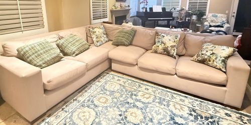Large Feather-Filled Sectional Sofa – 120” × 98” – Good Condition