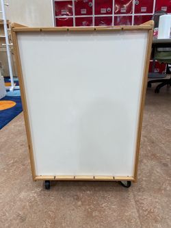 Mobile Whiteboard with Wood Frame on Casters