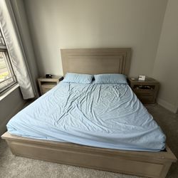 King Size bed with storage, mattress and night stands