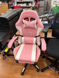 Kenxing Pink and White Gaming Chair