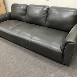 Gray Leather Sofa 