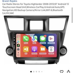 Car Radio Stereo for Toyota Highlander 2008-2013,10" Android 13 Touchscreen Head Unit,Wireless CarPlay & Android Auto,GPS Navigation,HD Backup Camera,