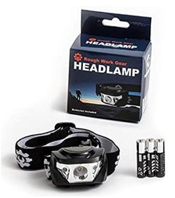 Rough Work Gear LED Headlamp - Ultra Bright 350 Lumen Cree XP-G LED - Weatherproof - AAA Batteries Included