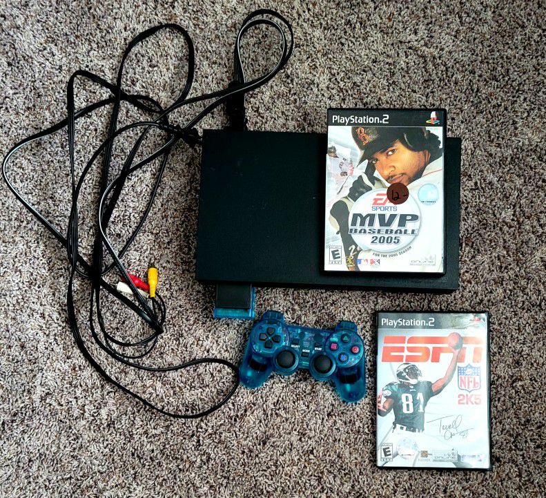 PS2 With New Wireless Controller, Memory Card, And 2 Classic Sports Games