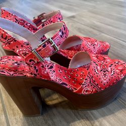 Red Bandana Polyester Shoes