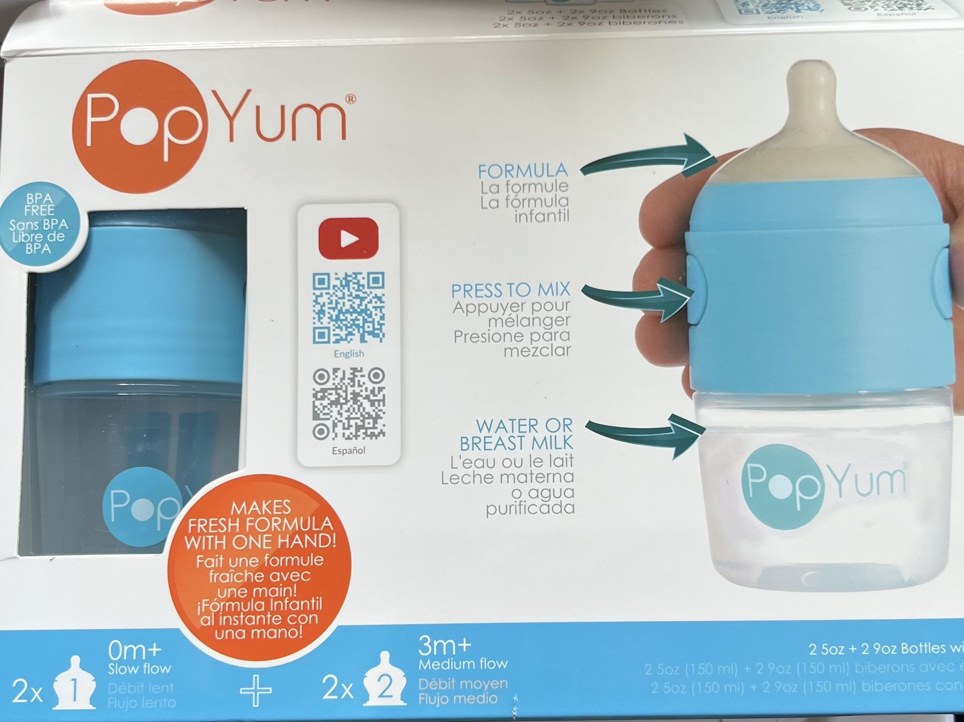 PopYum Bottles— Blue—4, 5oz Bottles
