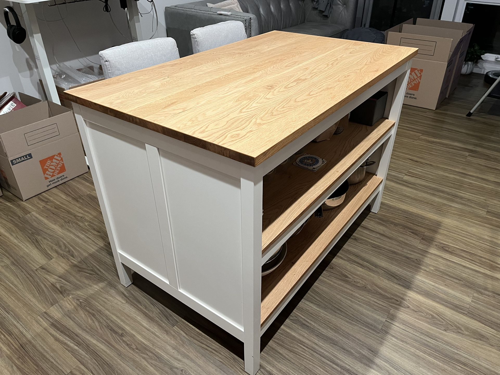 IKEA TORNVIKEN Kitchen Island, off-white/oak