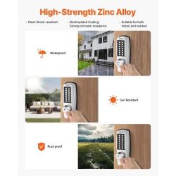 606*Mechanical Keyless Entry Door Lock, 14 Key Mechanical Door Lock with Keys, Mechanical Keypad Door Lock with Handle, Stainless Steel Waterproof Key