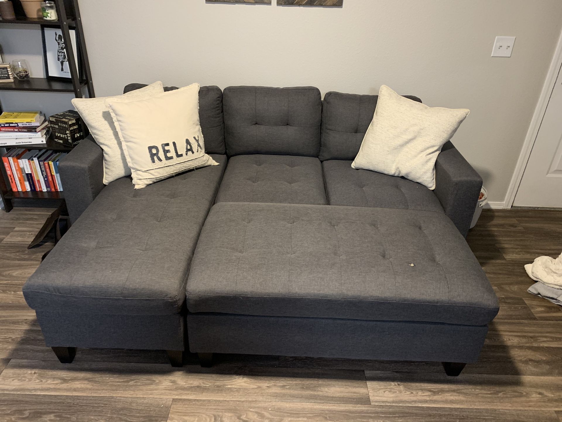 Fairly New, Small Sectional Couch with Ottoman