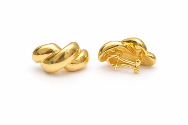 14K Yellow Gold Clip On Earrings 24.8mm Bold Chunky Vintage Statement
