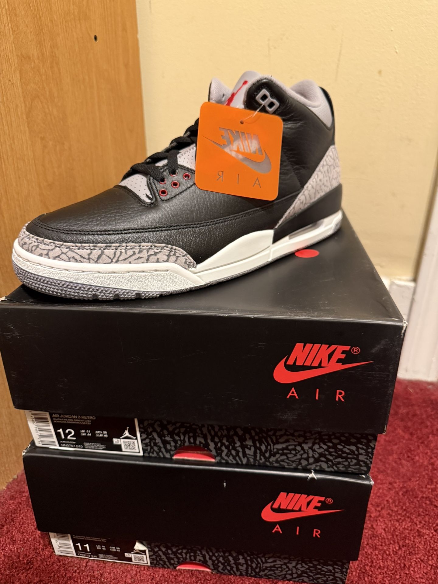 Jordan 3 Black Cement Size 12 DS