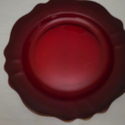 Vintage Cranberry Plate 8 In Diameter