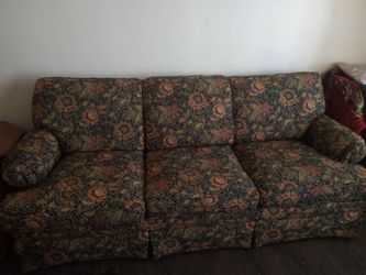 Floral Upholstered 3-Seat Sofa