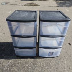 TWO  3 DRAWER PLASTIC STORAGE  $19 BOTH FIRM