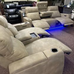 Furniture- Zero Gravity Fabric Power Recliner- Greymel