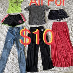 $10 For All Bundle of Women Clothes size S in great condition Jeans Express👖Reebok shorts,etc