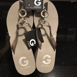 Wedge Sandals BY GUESS - Gray w/Silver Straps