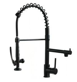 FLG Pull-Down Spring Kitchen Faucet In Matte Black
